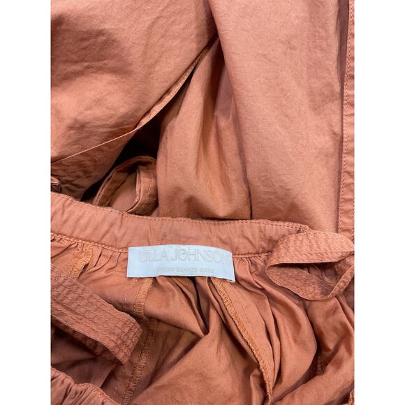 Ulla Johnson 'Joni' Brown Cotton Belted Poplin Midi Dress Size 14 - Picture 3 of 4